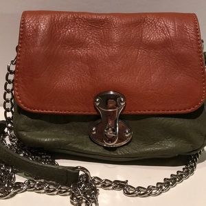 Franchi Olive & Brown Leather Crossbody Bag
